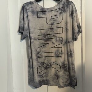 Victoria’s Secret pink black and white tie dye v neck campus tee